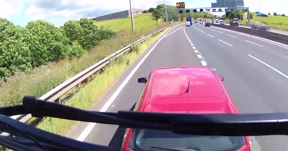  The pair clashed a few more times as they pulled over on to the hard shoulder of the motorway