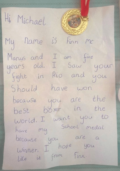 A five-year-old fan penned this letter to the Irish boxer