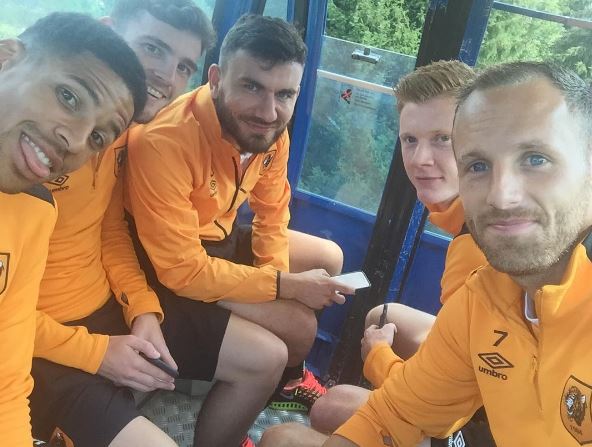  Hull players took a break in the Austrian mountains before an evening training session