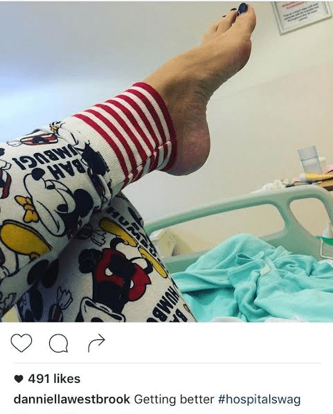  The star shared this picture from her hospital bed