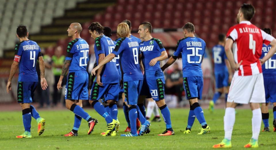  Sassuolo celebrate as they knock out former European champions, Red Star Belgrade