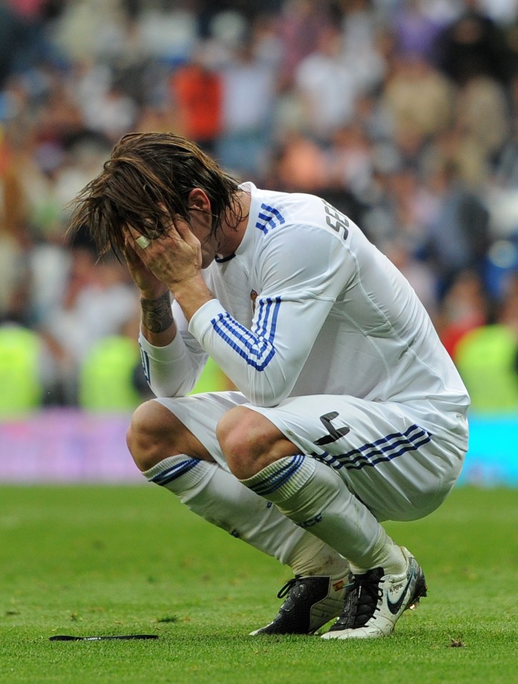  Sergio Ramos shows his disappointment after Real Madrid lose to Sporting Gijon