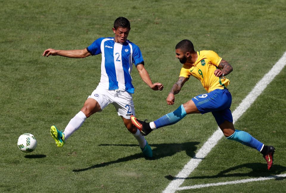  Gabriel Barbosa with an effort on goal during Olympics semi-final win