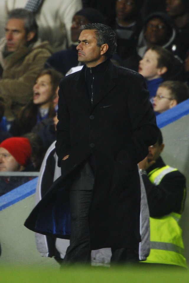  Jose Mourinho looked on anxiously as Arsenal were leading at Stamford Bridge