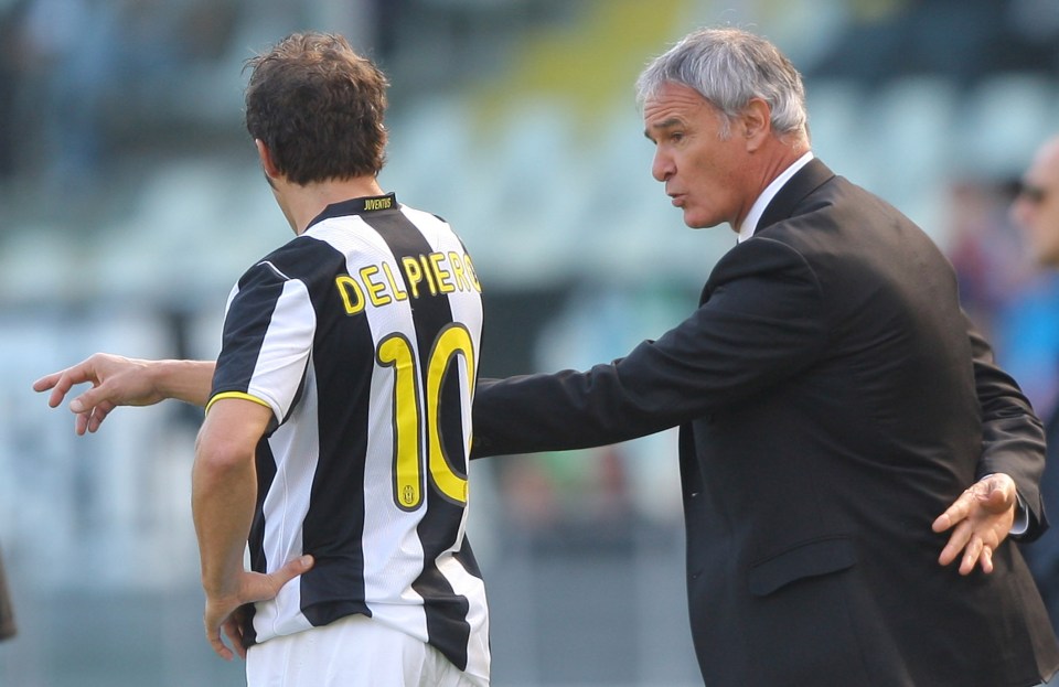  Claudio Ranieri gives instructions to Alessandro Del Piero during time as Juve boss