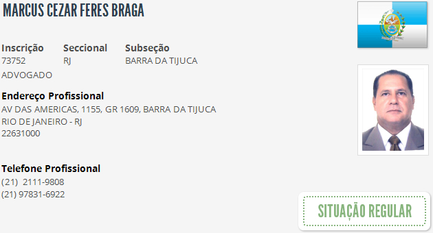  Braga's profile on Brazil’s national registration of lawyers portal