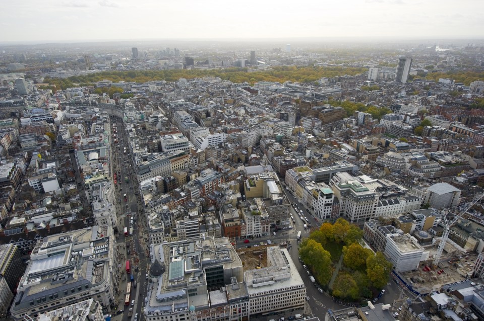 An aerial view of Mayfair