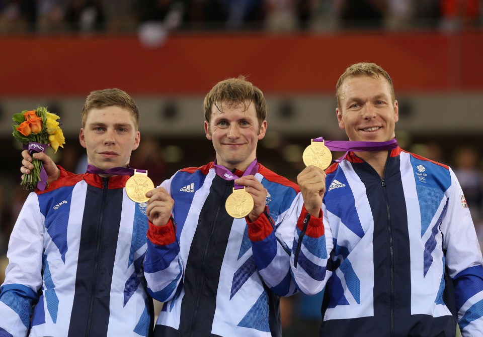  Phil Hindes, Jason Kenny and Sir Chris Hoy won gold in the team sprint at London 2012