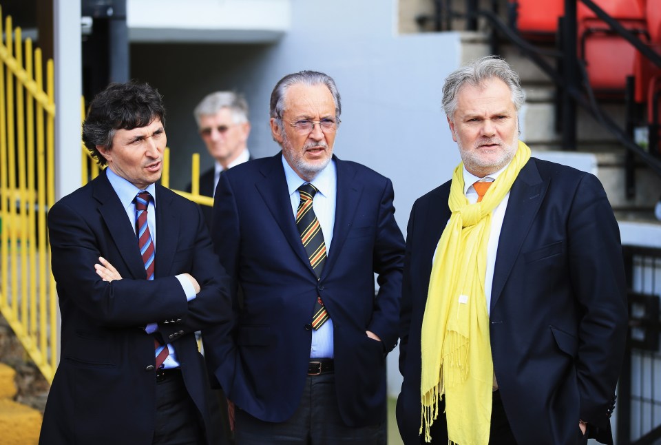  Watford owners Giampaolo Pozzo (C) and son Gino (L) have agreed the deal