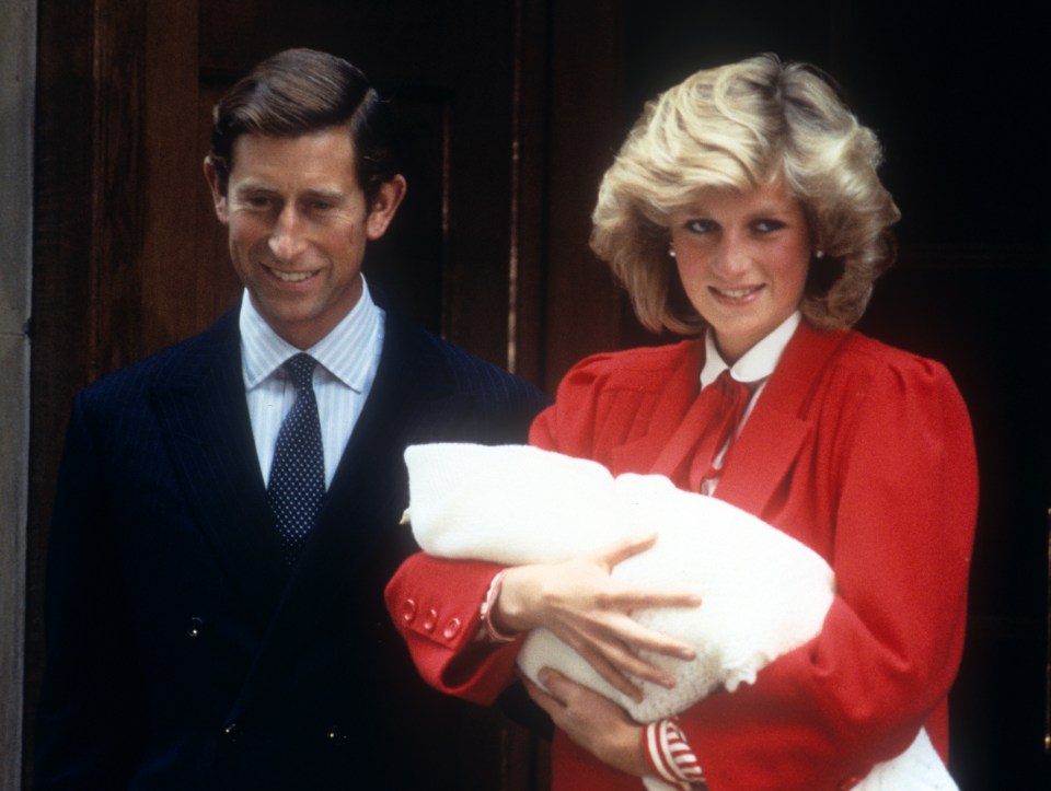  The Prince and Princess of Wales following the birth of their second son, Harry, in 1984