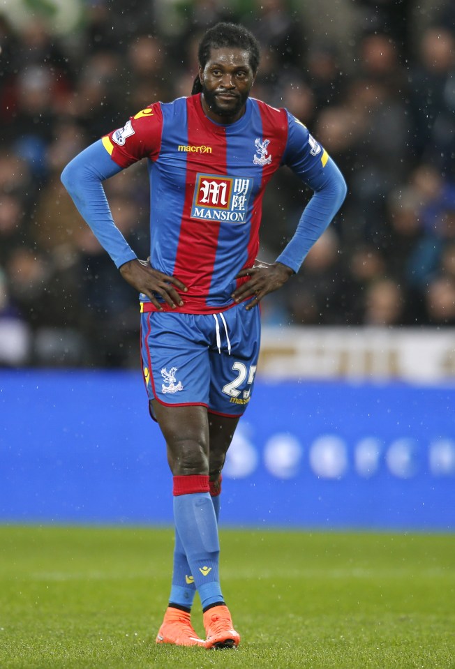  Adebayor scored once in 15 appearances for Palace last season