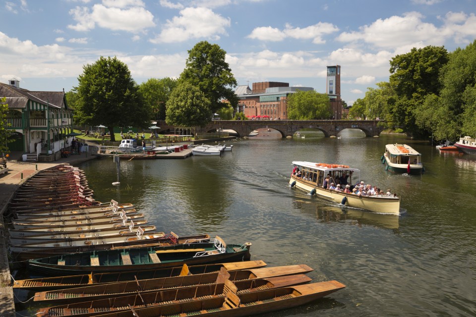 Boats on the River Avon and the Royal Shakespeare Theatre