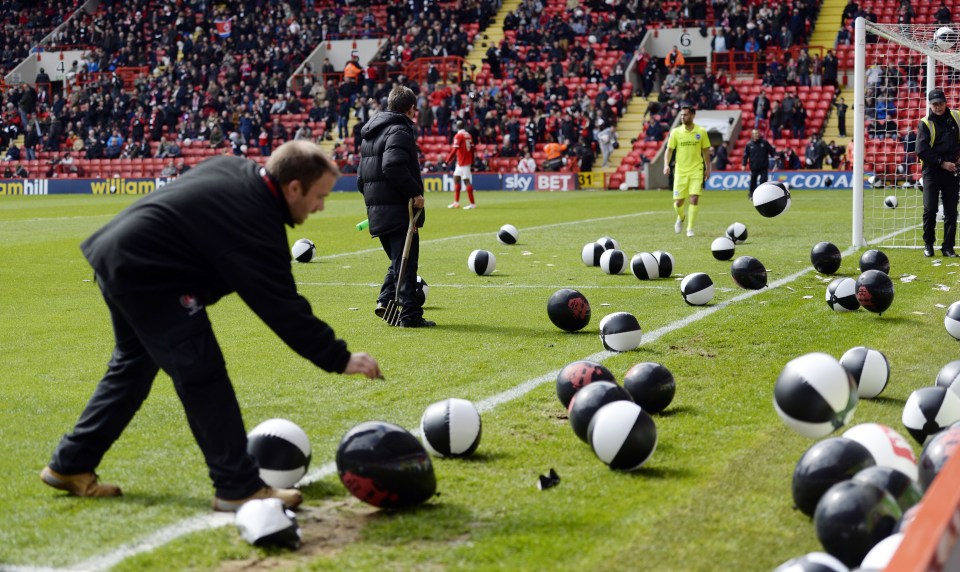  Fans rebelled against the ownership by throwing beach balls on the pitch as they were relegated at the end of last season