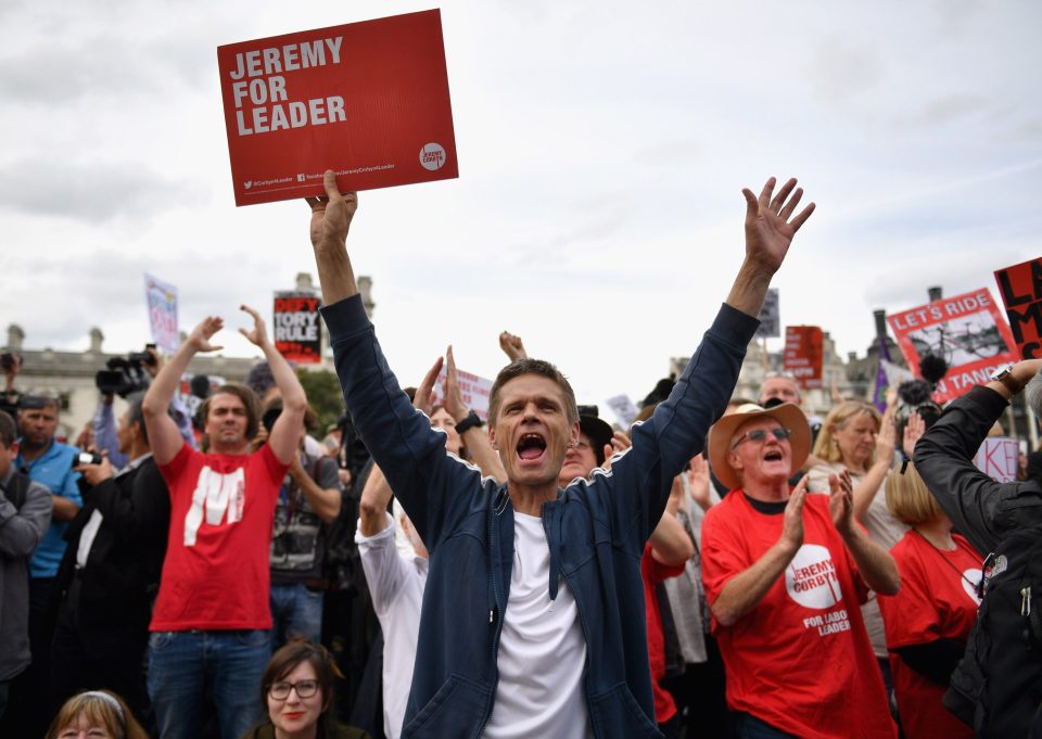  Momentum's 'Keep Corbyn' rally outside Parliament in June