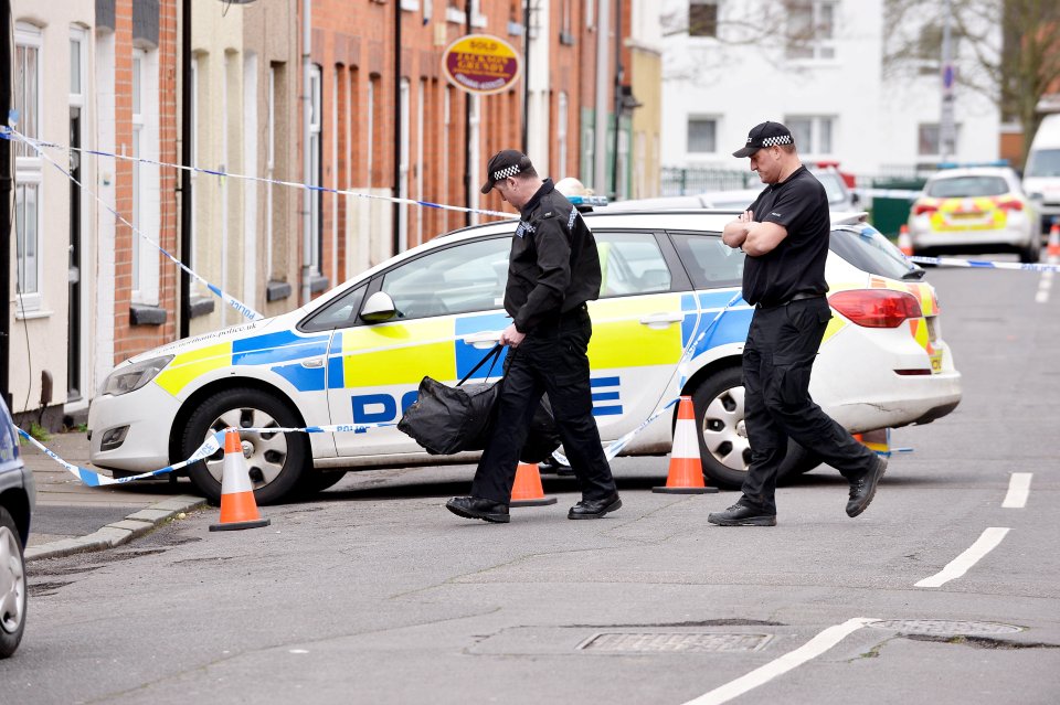  Police on the road in Northampton where the body of India Chipchase was found