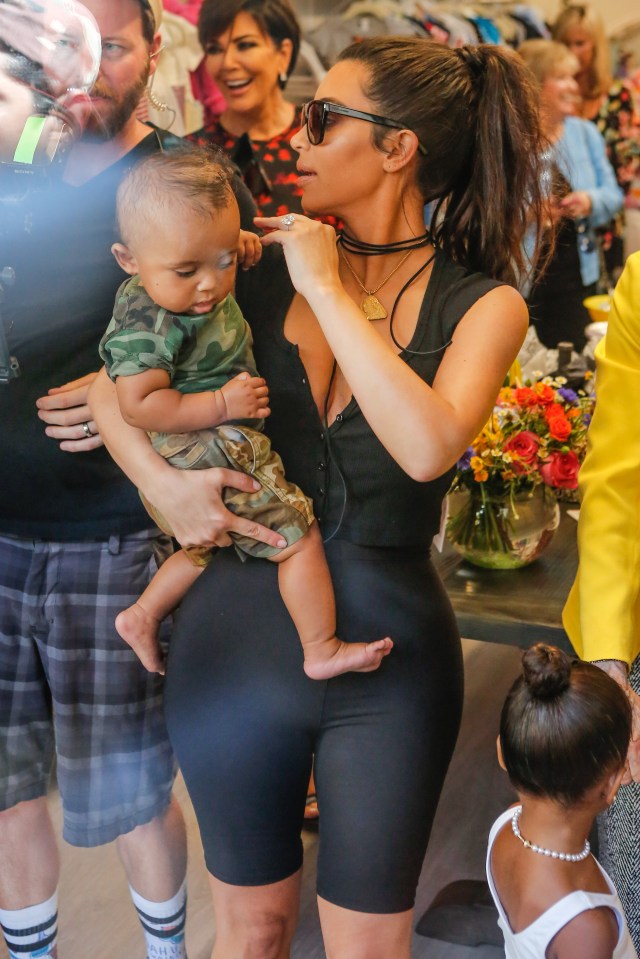 Kim has been working hard to lose 70;lbs after the birth on son Saint