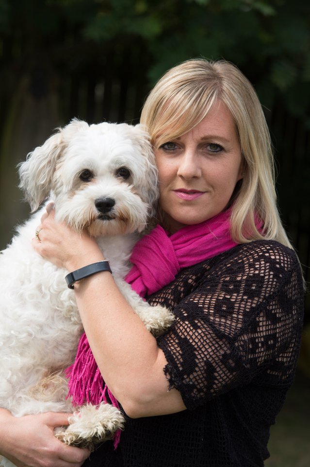 Kay Betson and her dog who had his testicles burned by a groomer at Pets at Home