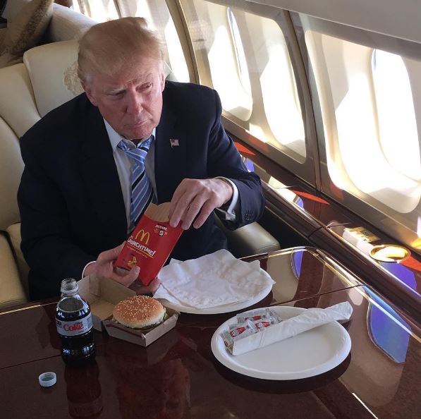  Donald Trump eating McDonald's during the presidential campaign