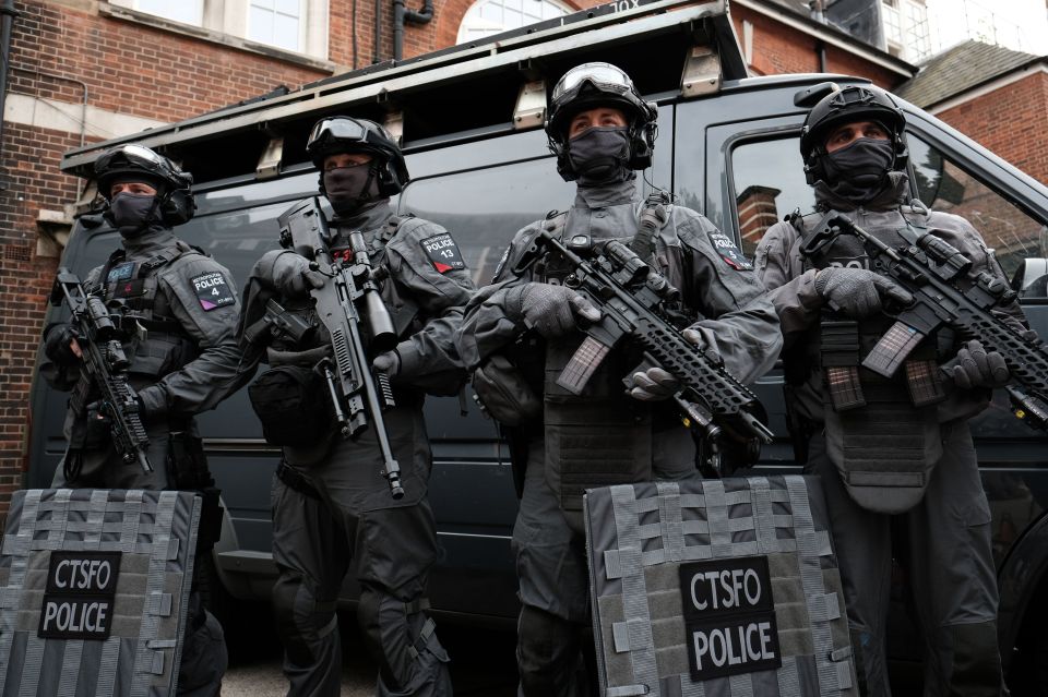 Armed officers on patrol in central London