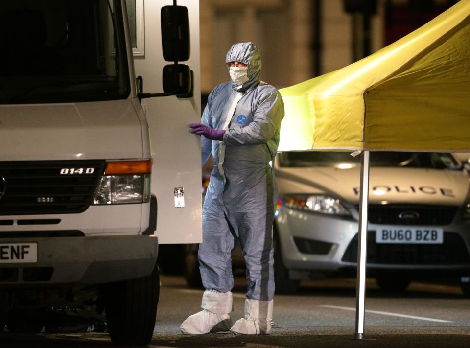  Forensics specialists were in Russell Square last night after the horrific knife attack at roughly 10.30pm