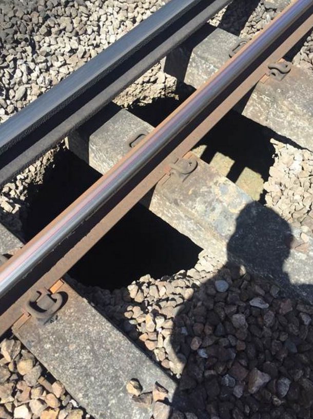  The sinkhole (pictured last month) appears to have returned to haunt commuters