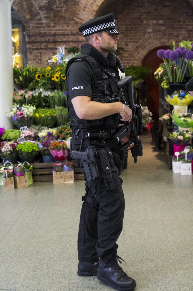  St Pancras station regularly has armed police patrolling through it, and officers were out in force today after a woman was knifed to death in central London last night