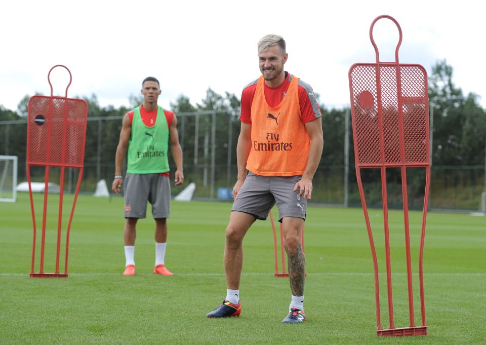  Aaron Ramsey is back in training after his heroics with Wales