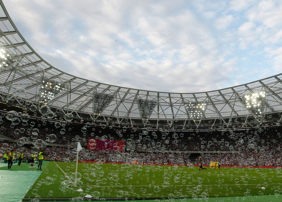  Bubbles fill the air, as is tradition for West Ham home matches