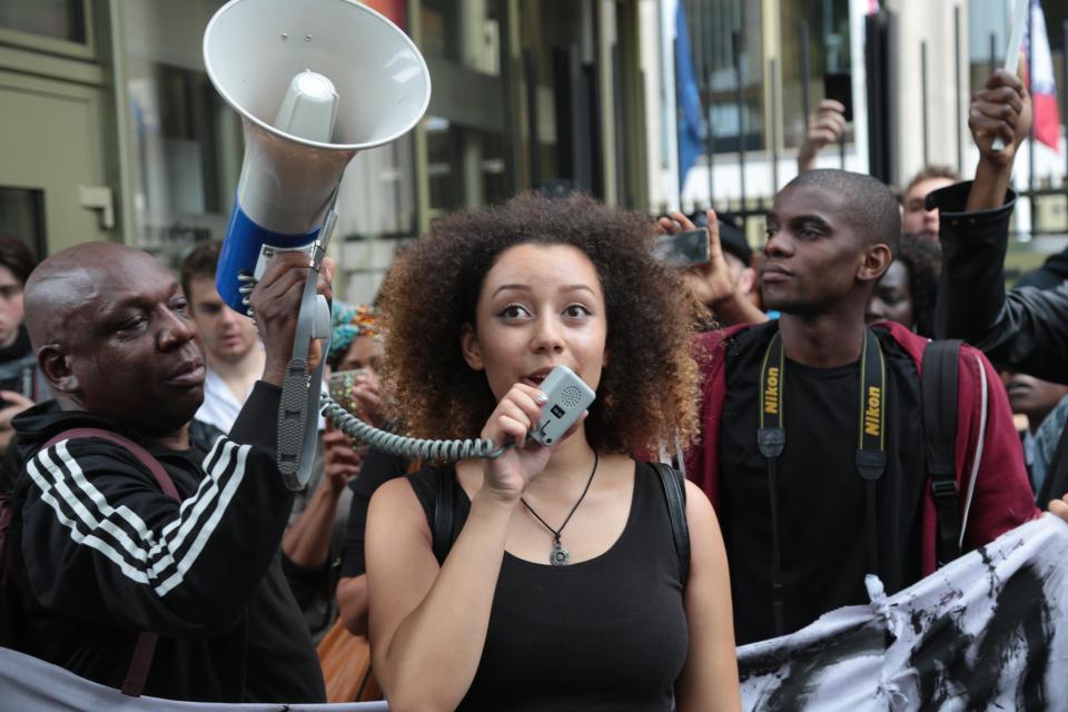  Ringleader ... 18-year-old Capres Willow organised a 3,000-strong US Embassy demo in London last month