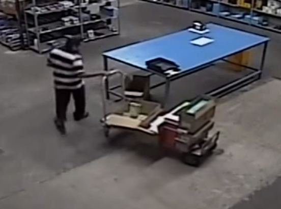  He pulls the possessed trolley back into its original place