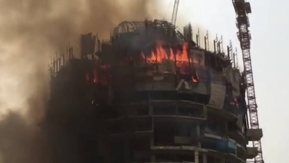  Black smoke could be seen engulfing the construction site