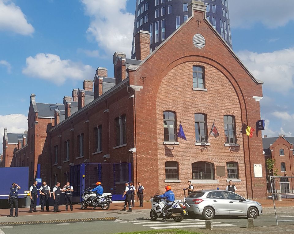  Response ... Cops secured the area around a police building in the southern Belgian city of Charleroi following the machete attack