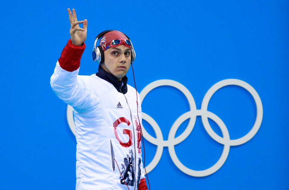  James Guy soaks up the applause on the opening day of swimming at the Rio Games