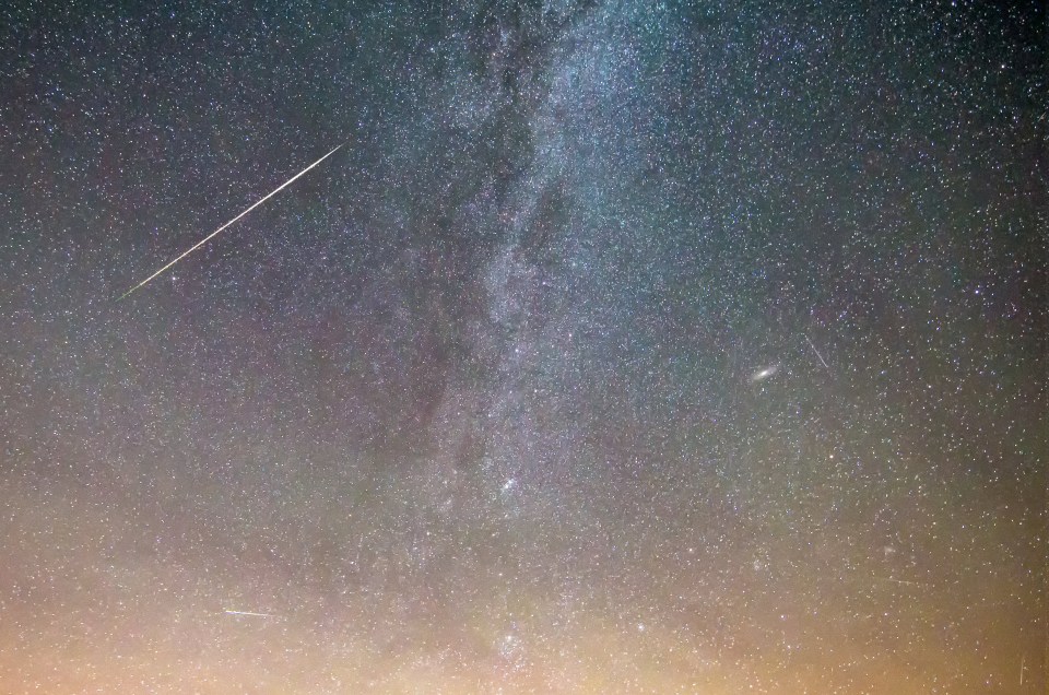  The Perseid Meteor Shower seen over Orcombe Point, Devon. This year's event saw twice as many meteor's fall as last year