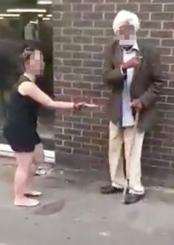  The video shows the prostitute demanding money from the man before she is hit with a stick