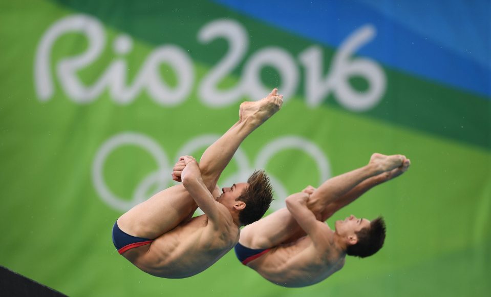 Tom Daley and Dan Goodfellow in action in the 10m synchro diving