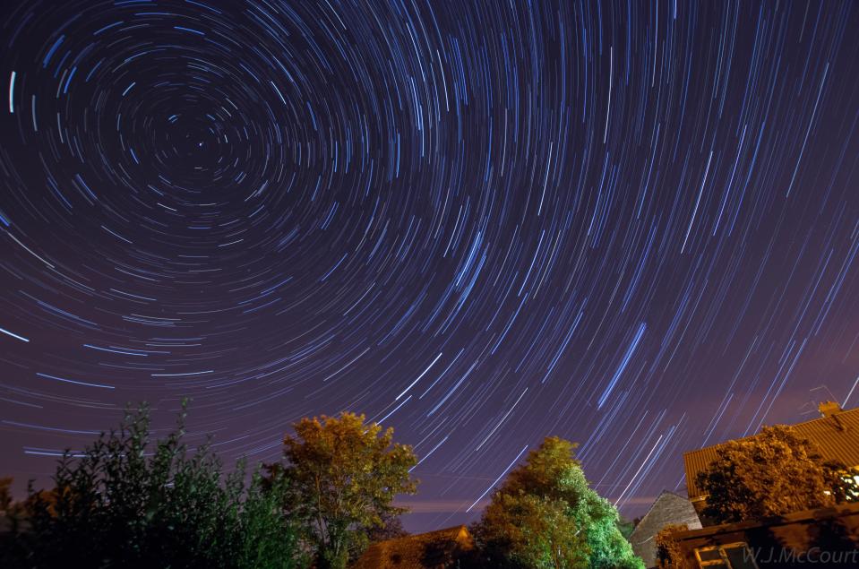  Star trails over a light polluted Sutton Courtenay, Oxfordshire as the annual event lit up Britain's skies last night