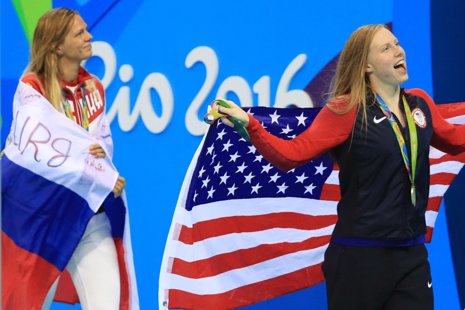 Swimming - Women's 100m Breaststroke Victory Ceremony