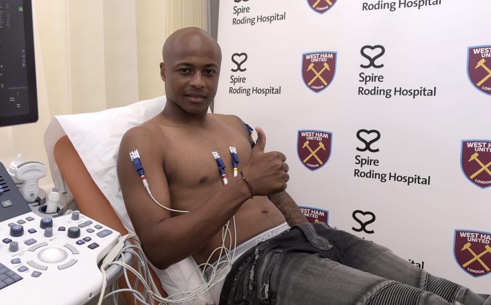  Andre Ayew passed his medical with Premier League club West Ham on Monday