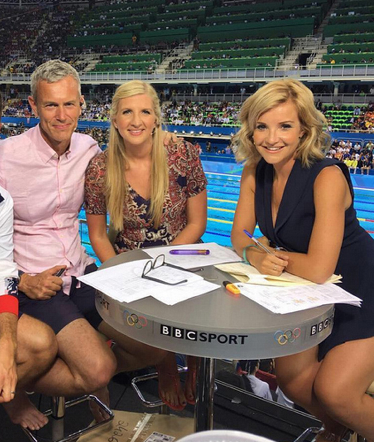 Helen, here with Mark Foster and Rebecca Adlington, first caught the public's eye over this little black dress