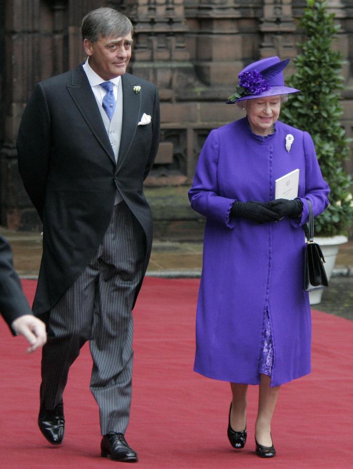  The late Duke of Westminster with the Queen after a society wedding in Chester Cathedral