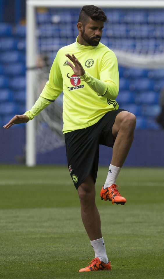  Diego Costa cut a solitary figure as he was pictured training on his own