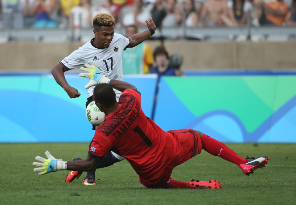  Arsenal star Serge Gnabry scored a double against Fiji