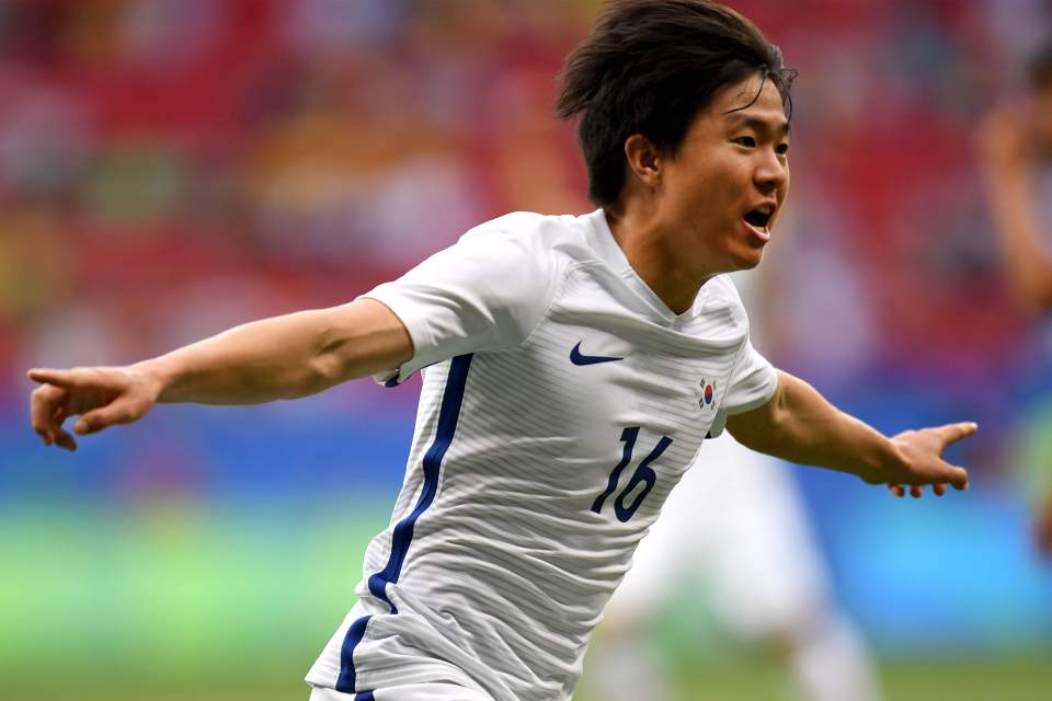  Kwon Chang-Hoon celebrates his goal against Mexico that gave South Korea a 1-0 win