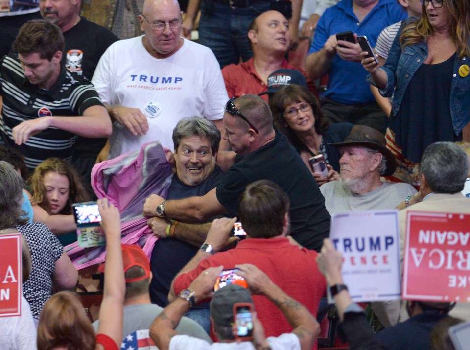  The rally in Fort Lauderdale, Florida, was marred by the outbreak of violence between Republican supporters