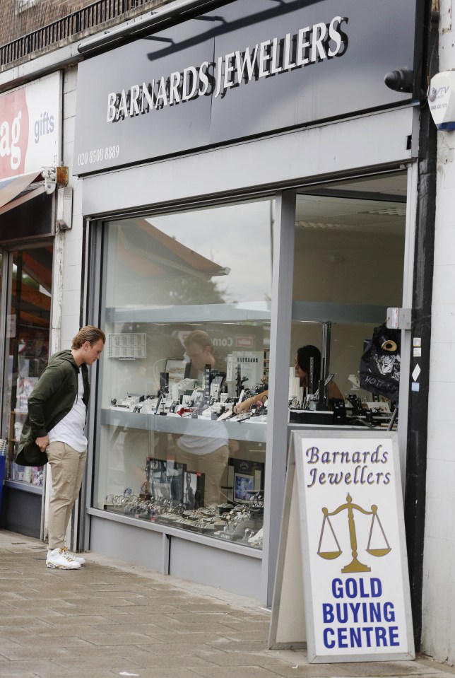 Tommy definitely looked interested in the shop's selection of pricey jewellery