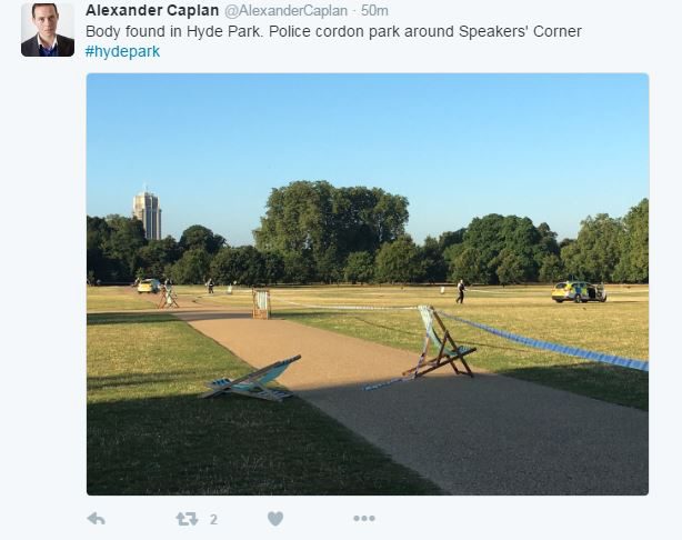  Police have cordoned off a large area of grass in Hyde Park