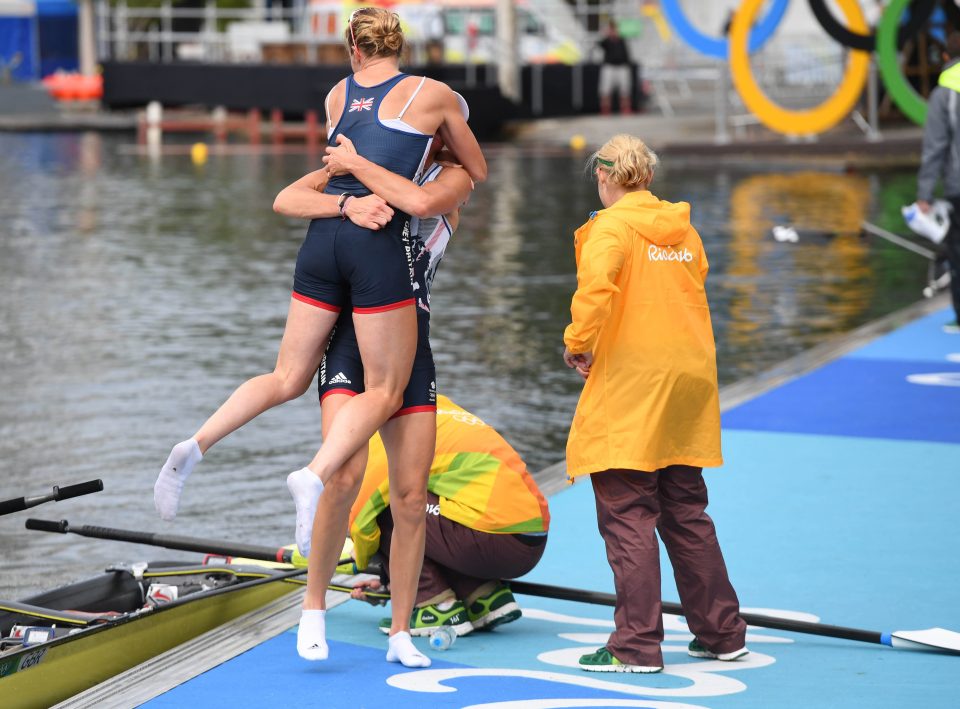  Joyful scenes after the two Hs retained their Olympic title