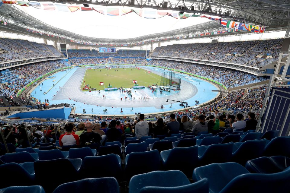  A view from the back of the Olympic Stadium as the morning session got under way in the rain