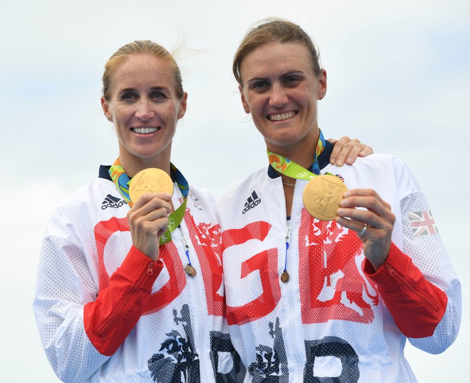  Rowing stars ... Heather Stanning and Helen Glover bring home gold medals for UK